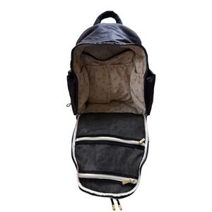 Itzy Ritzy Dream Backpack Diaper Bag Black Puffer Quilted Gold Hardware